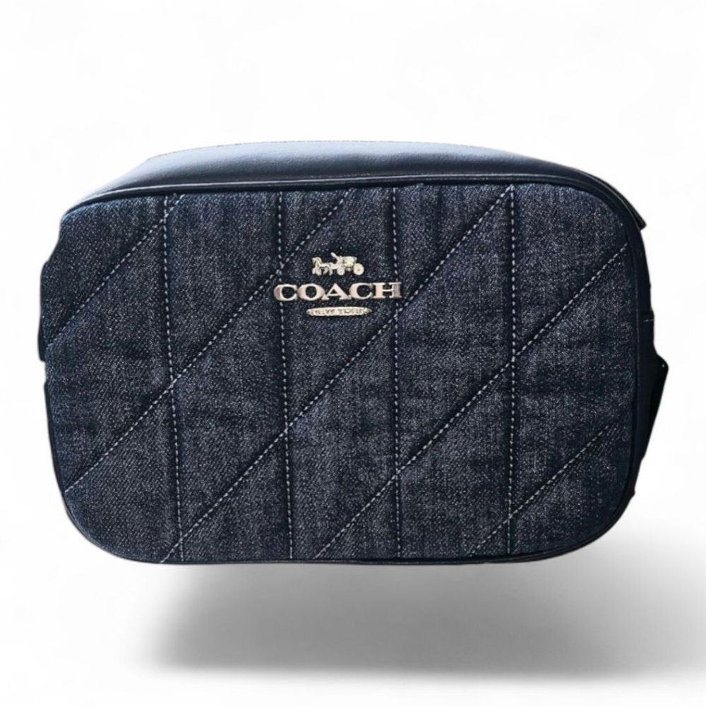 COACH Mini Jamie Navy Quilted Denim Crossbody Camera Bag